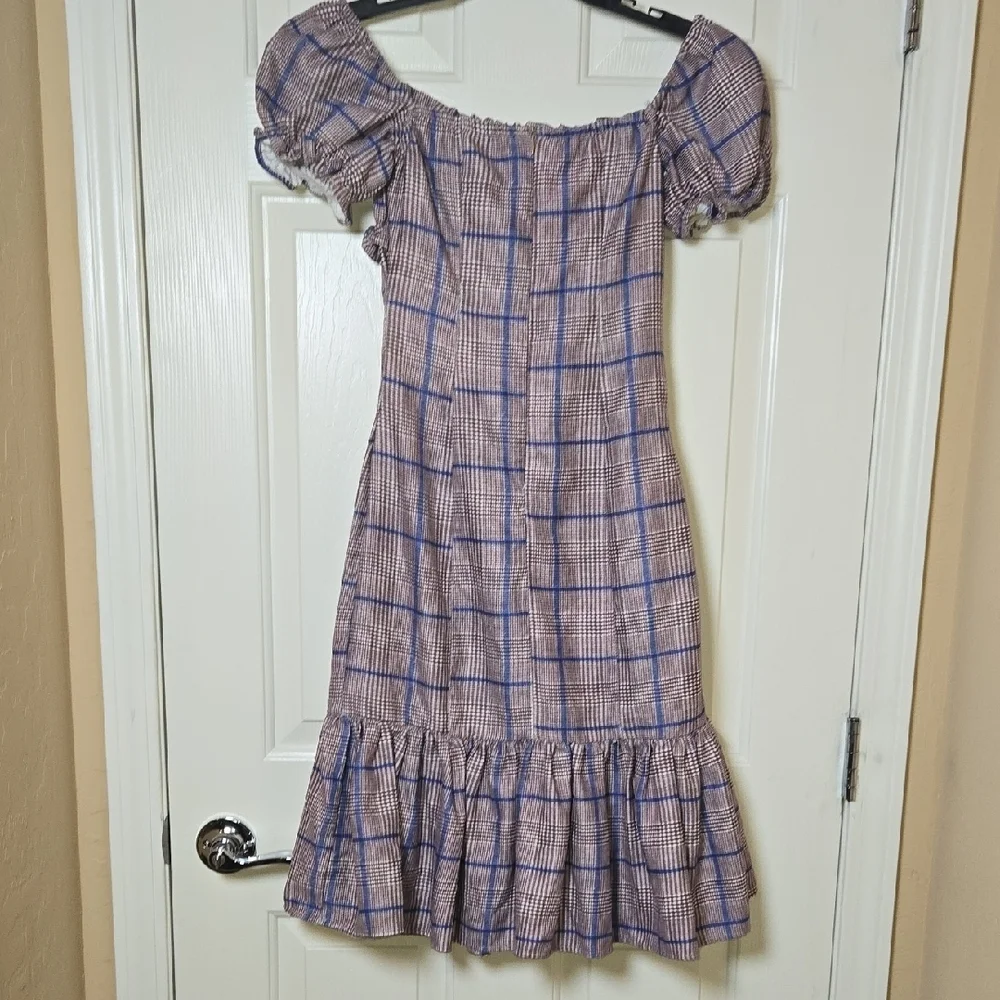Y.SWAG SMALL & CLEVER Lil Off-Shoulder Midi Dress Naughty or Nice Plaid Flirty - Picture 8 of 10